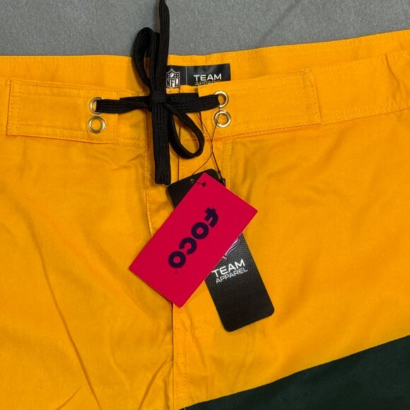 Green Bay Packers FOCO NWT NFL Yellow Green Boardshorts 2XL Swimwear Casual Vaca - Picture 8 of 8